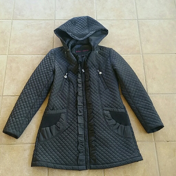 Betsey Johnson Jackets & Blazers - Betsey Johnson Quilted Black Raincoat